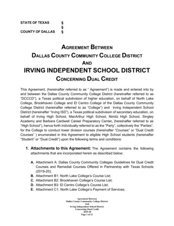 Agreement Between Allas County Community College District Nd Irving .