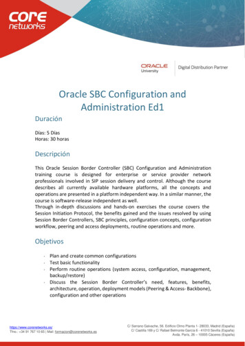 Oracle SBC Configuration And Administration Ed1 - Core Networks