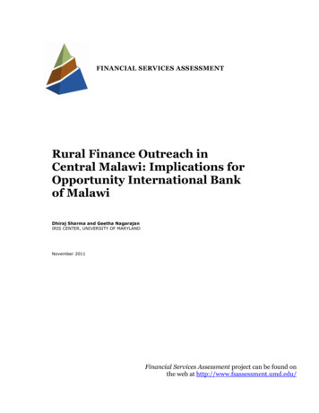 Rural Finance Outreach In Central Malawi: Implications For . - UMD