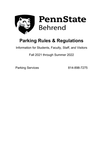 Parking Rules & Regulations - Penn State Behrend