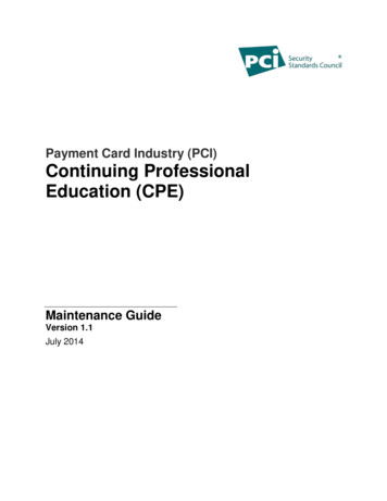 Payment Card Industry (PCI) Continuing Professional Education (CPE)