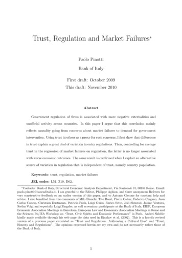 Trust, Regulation And Market Failures - Banca D'Italia