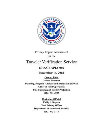 DHS/CBP/PIA-056 Traveler Verification Service (TVS)