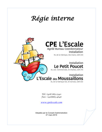 Régie Interne - C.P.E. L'Escale