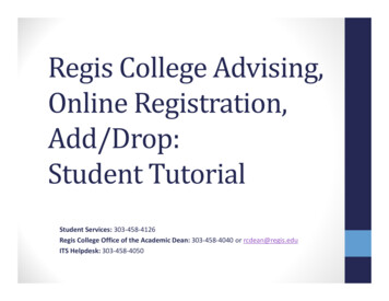 Regis College Advising, Online Registration, Add/Drop: Student Tutorial