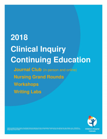 2018 Clinical Inquiry Continuing Education - Children's Hospital Colorado