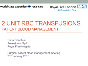 2 UNIT RBC TRANSFUSIONS - Transfusion Guidelines