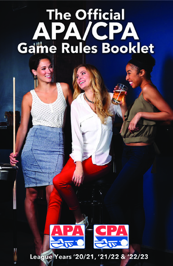 2020 Rules Booklet - World's Largest Pool League