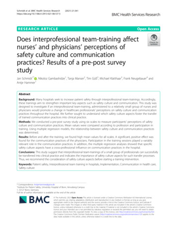 Does Interprofessional Team-training Affect Nurses' And Physicians .