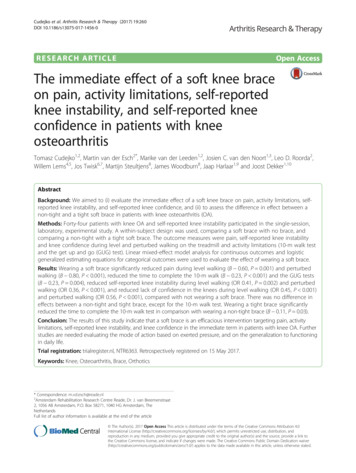 The Immediate Effect Of A Soft Knee Brace On Pain, Activity Limitations .
