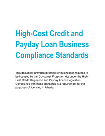High Cost Credit Payday Loan Business Compliance Standards - Alberta