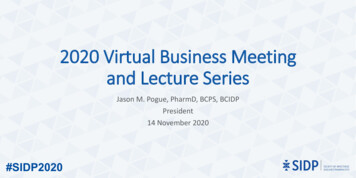 2020 Virtual Business Meeting And Lecture Series - SIDP