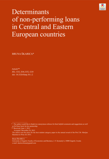 Determinants Of Non-performing Loans In Central And Eastern European .