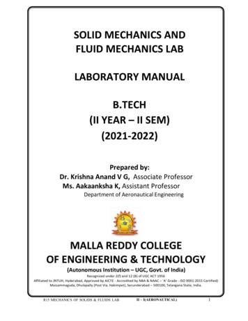 Solid Mechanics And Fluid Mechanics Lab Laboratory Manual B . - Mrcet
