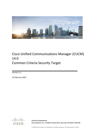 Cisco Unified Communications Manager (CUCM) Common Criteria Security Target
