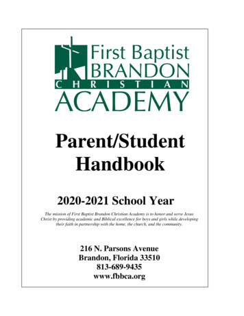 TABLE OF CONTENTS - First Baptist Brandon Christian Academy