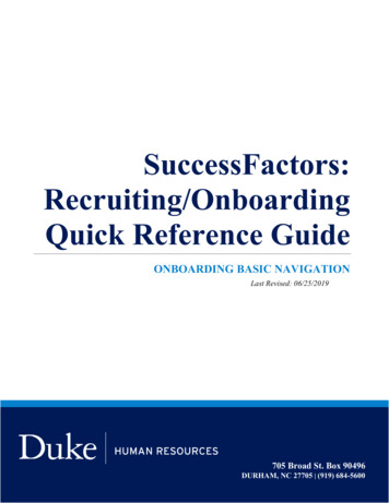 SuccessFactors: Recruiting/Onboarding Quick Reference . - Duke University