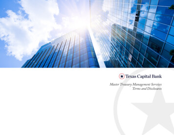 Master Treasury Management Services Terms And Disclosures