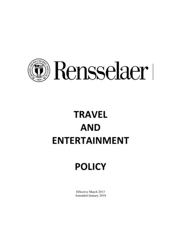 Travel And Entertainment Policy - Rpi Info
