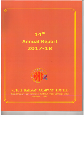 14th Annual Report 2017-18 KUTCH RAILWAY COMPANY LIMITED