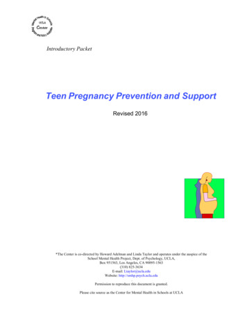Teen Pregnancy Prevention And Support - UCLA School Mental Health Project