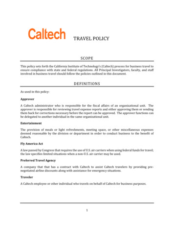 TRAVEL POLICY - California Institute Of Technology