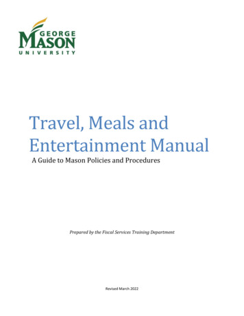 Travel, Meals And Entertainment Manual - Fiscal Services