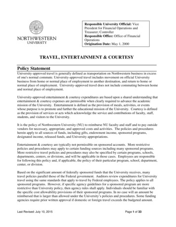 TRAVEL, ENTERTAINMENT & COURTESY - Northwestern University