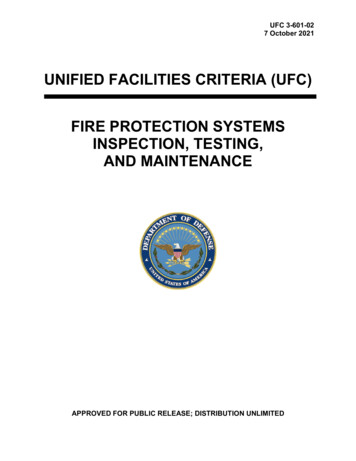 Unified Facilities Criteria (Ufc) Fire Protection Systems Inspection .