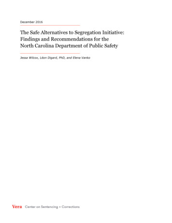 Vera Safe Alternatives To Segregation Initiative Final Report