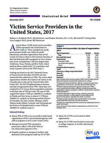 Victim Service Providers In The United States, 2017