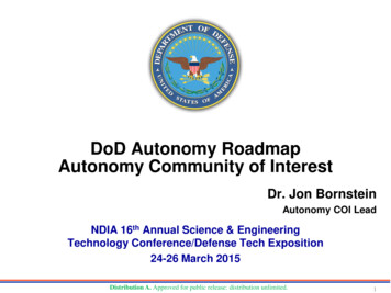 DoD Autonomy Roadmap Autonomy Community Of Interest