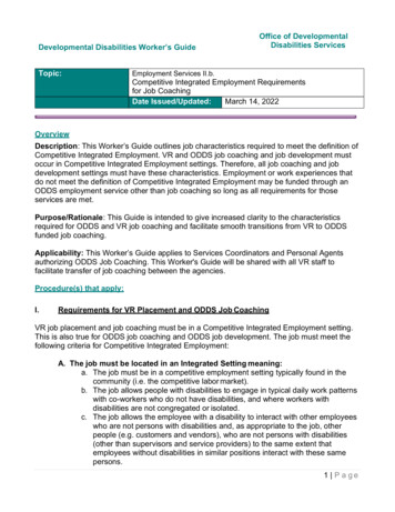 Employment Services II.b. Competitive Integrated Employment Requirements