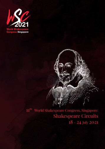 World Shakespeare Congress, Singapore: Shakespeare Circuits 18 July