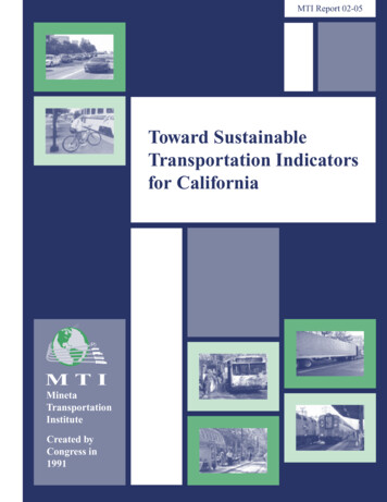 Toward Sustainable Transportation Indicators For California