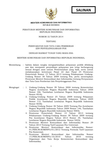 PM Kominfo No 32 Th 2014 Persyaratan Perizinan Pos
