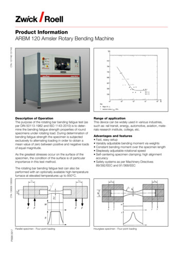 Product Information ARBM 120 Amsler Rotary Bending Machine
