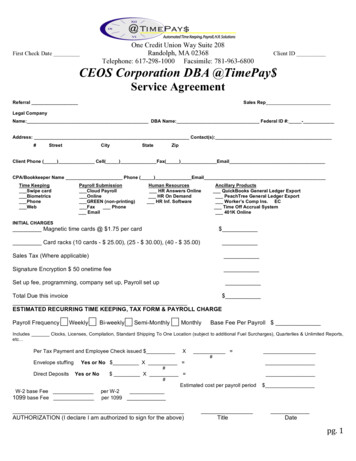 First Check Date CEOS Corporation DBA @TimePay 