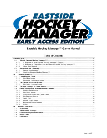 Eastside Hockey Manager Game Manual