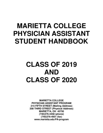 Marietta College Physician Assistant Student Handbook Class Of 2019 And .