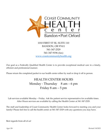 Thursday 8 Am 6 Pm Friday 8 Am 5 Pm - Coast Community Health