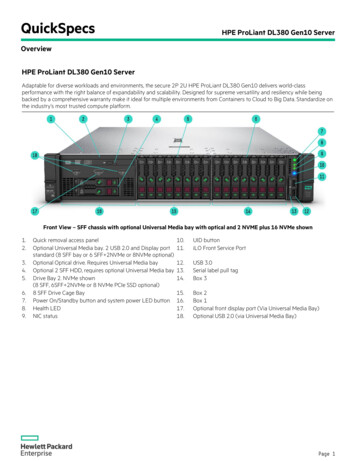 QuickSpecs HPE ProLiant DL380 Gen10 Server Overview HPE . - Login