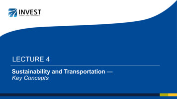 Lecture 4: Sustainability And Transportation — Key Concepts