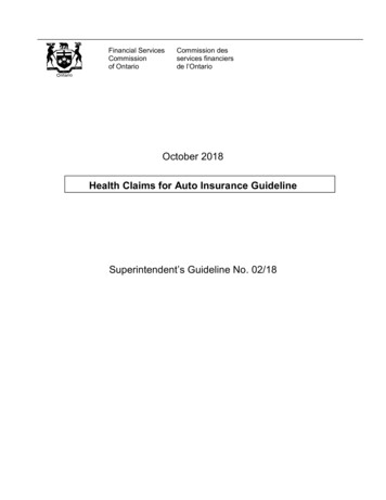 Health Claims For Auto Insurance Guideline - Ontario
