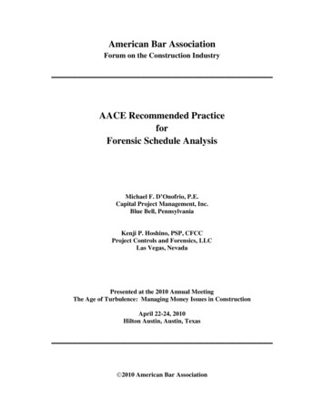 AACE Recommended Practice For Forensic Schedule Analysis