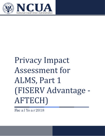 Privacy Impact Assessment For ALMS, Part 1 (FISERV Advantage - AFTECH)