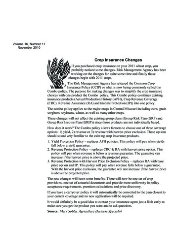 Crop Insurance Changes - MU Extension