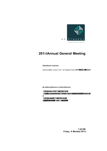201 Annual General Meeting - GP Synergy