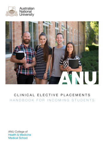 CLINICAL ELECTIVE PLACEMENTS - ANU Medical School