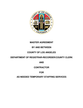 Master Agreement By And Between County Of Los Angeles Department Of .
